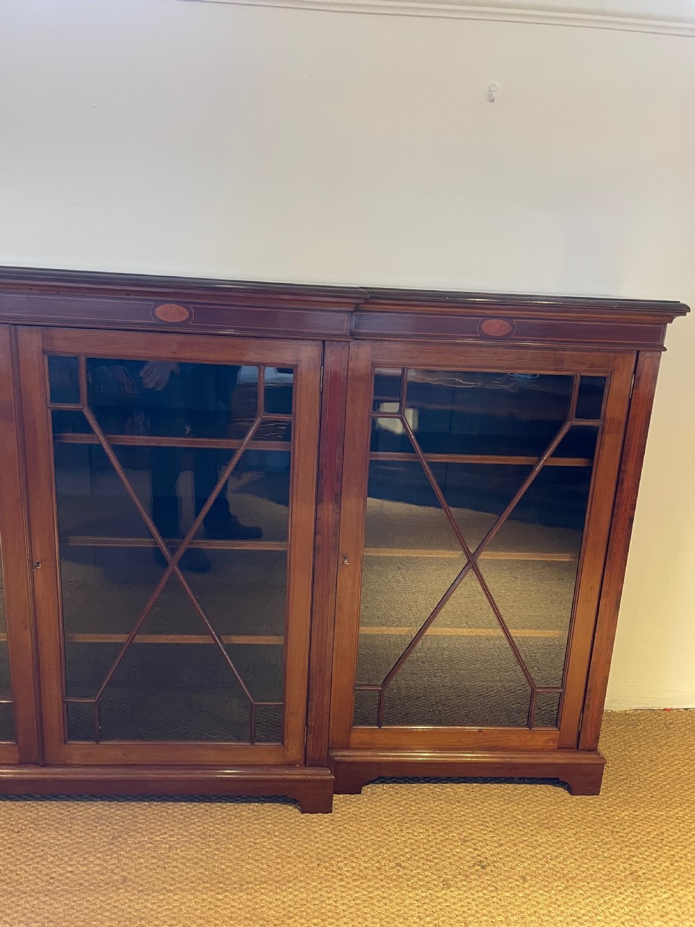Large Edwardian breakfront bookcase 9ft  View III