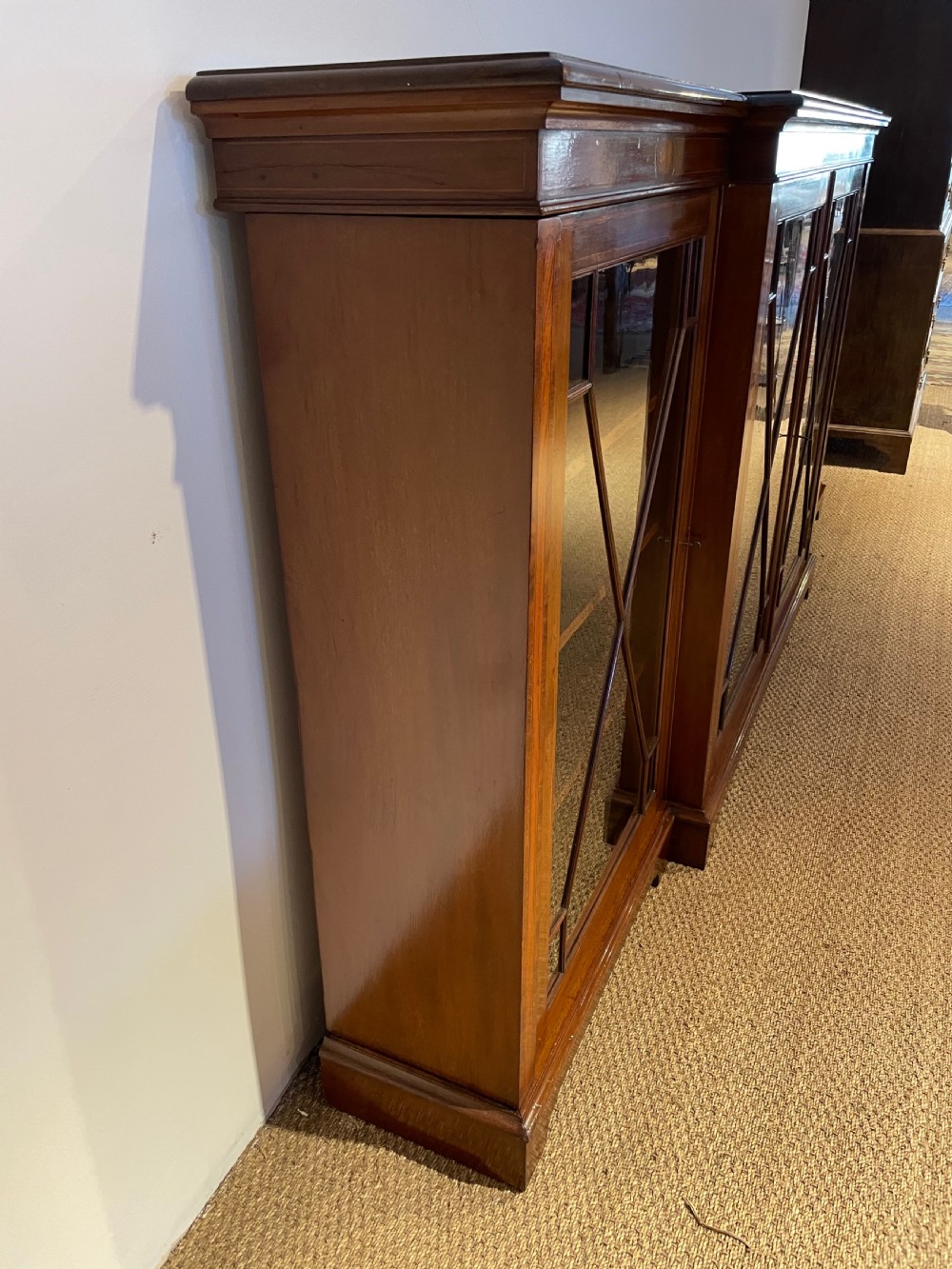 Large Edwardian breakfront bookcase 9ft  View V
