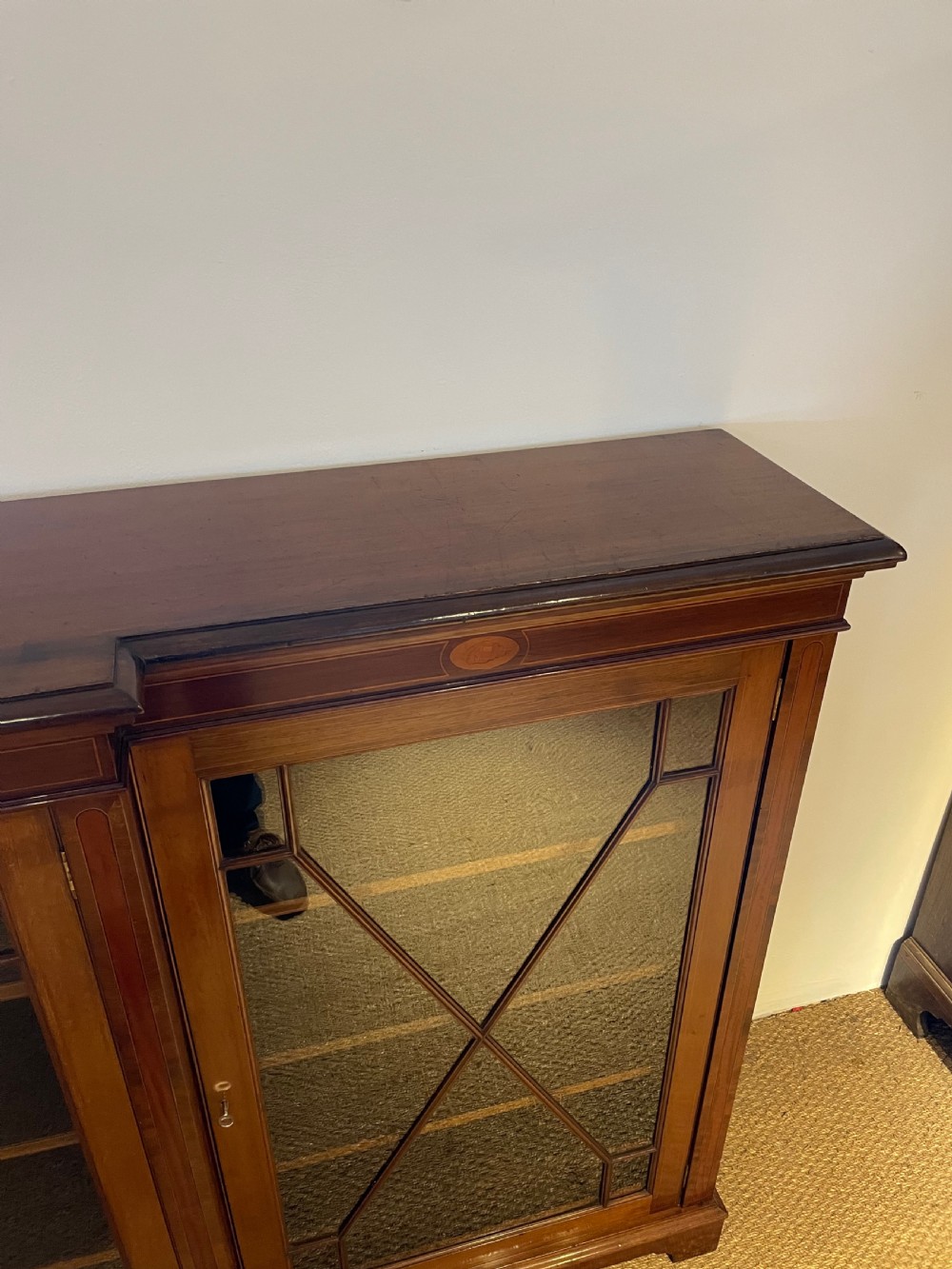Large Edwardian breakfront bookcase 9ft  View VII