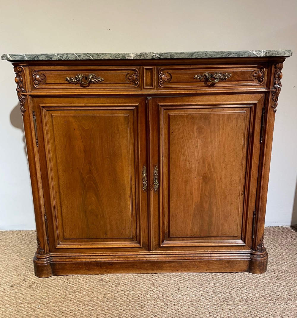 Walnut marble topped buffet 