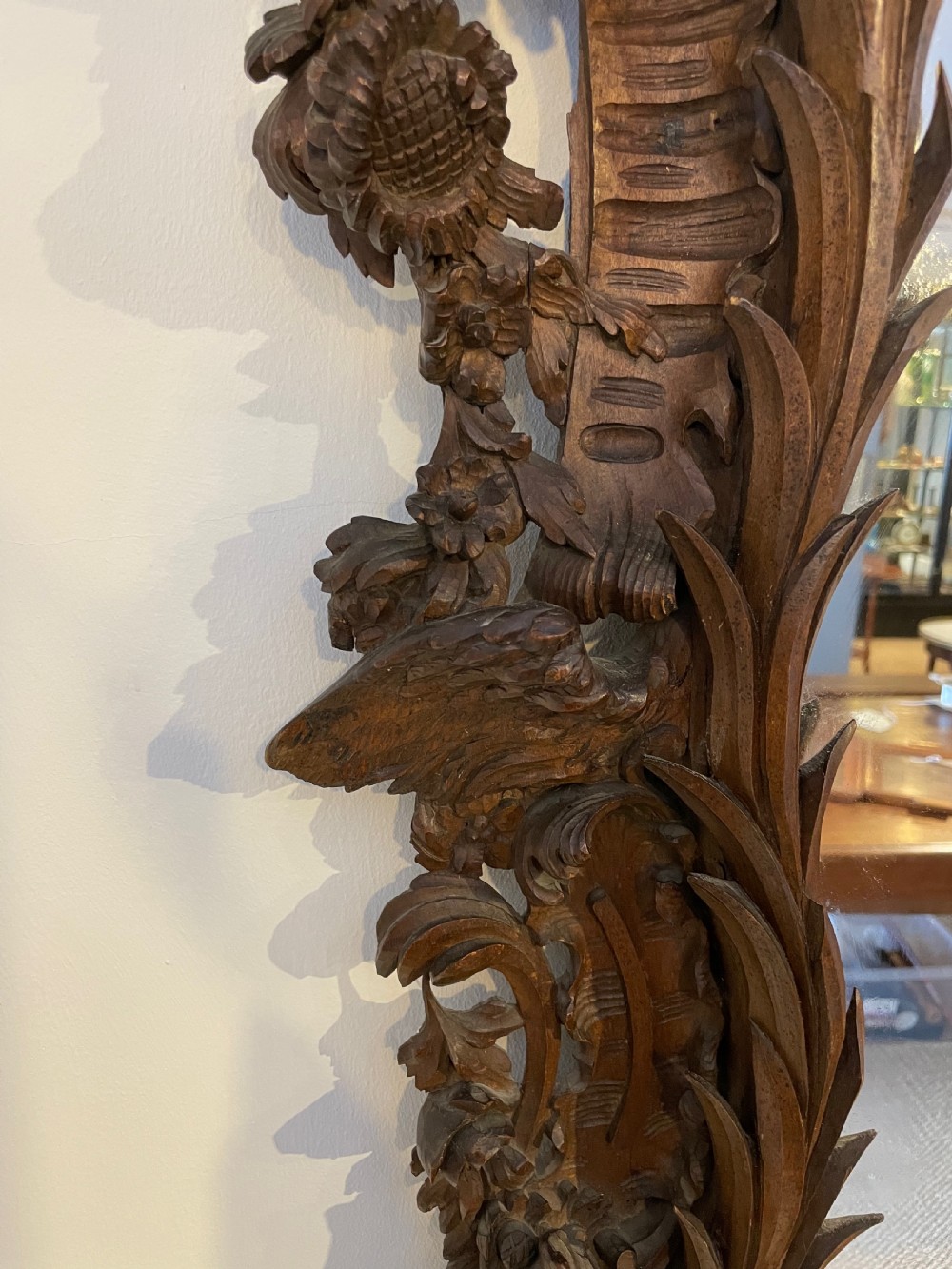 19th century carved walnut mirror  View VII
