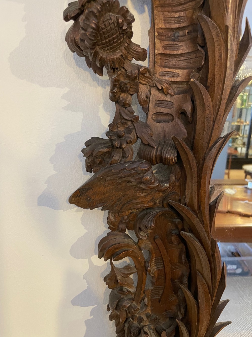 19th century carved walnut mirror  View VIII