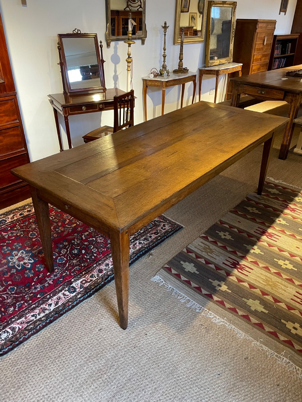 19th century oak farmhouse table 79 inches  View II