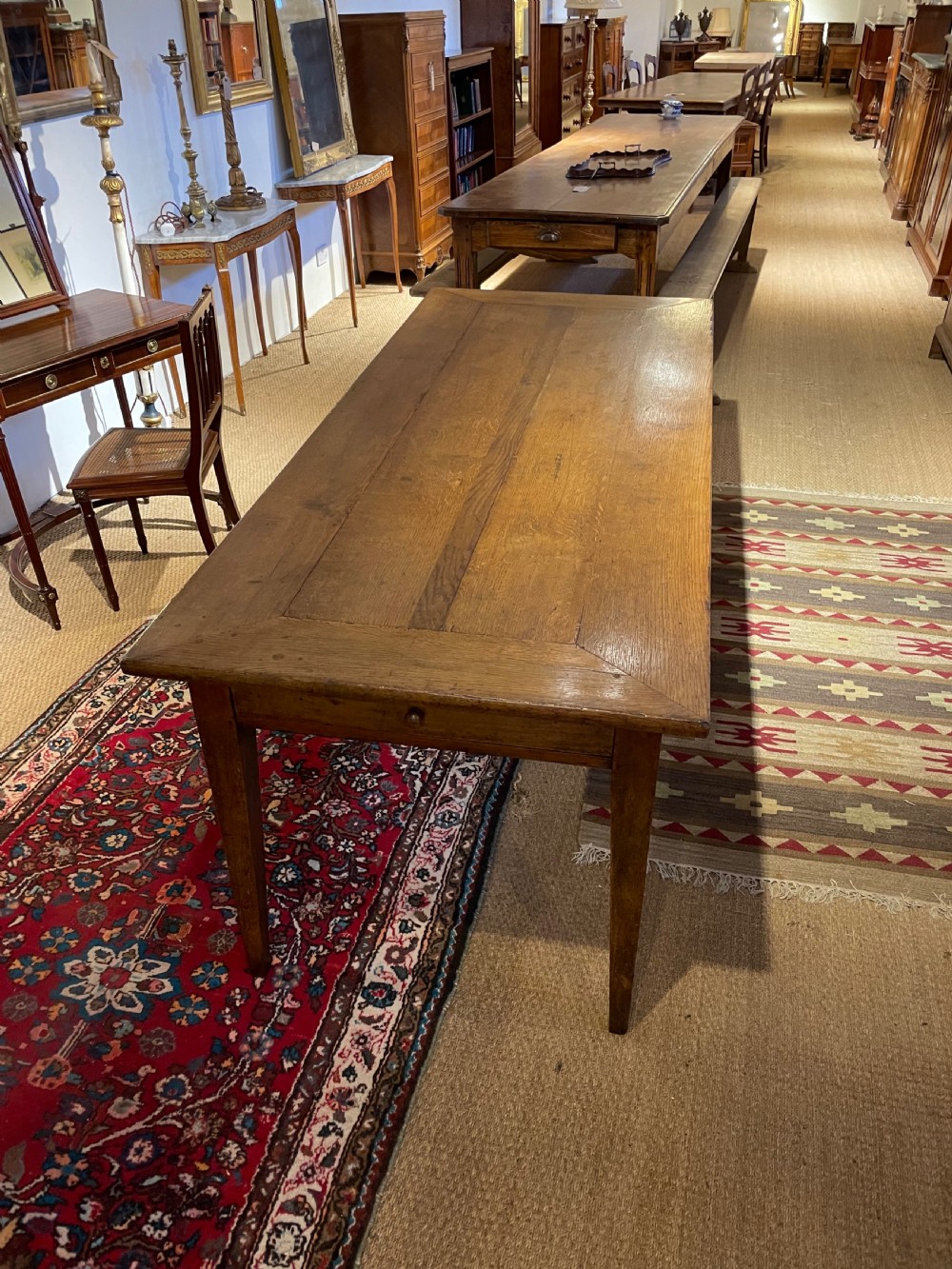 19th century oak farmhouse table 79 inches  View III