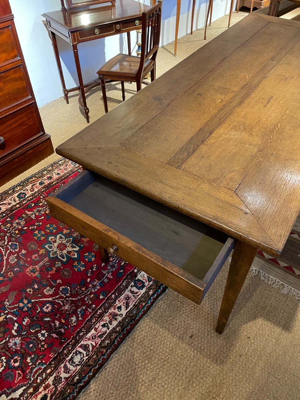 19th century oak farmhouse table 79 inches  View IV