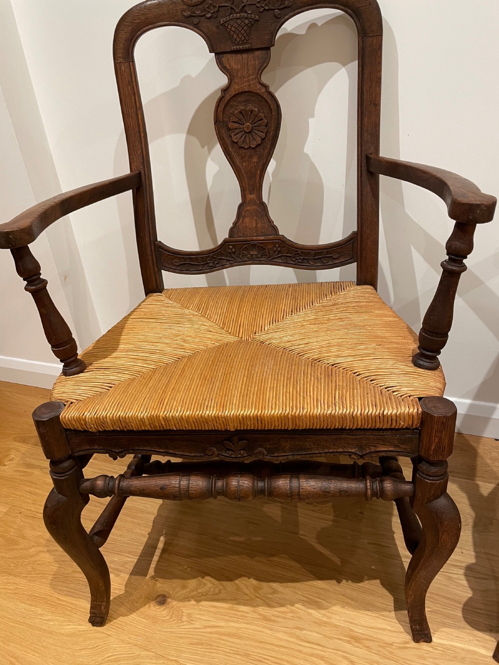 Large pair of country oak carver chairs  View III