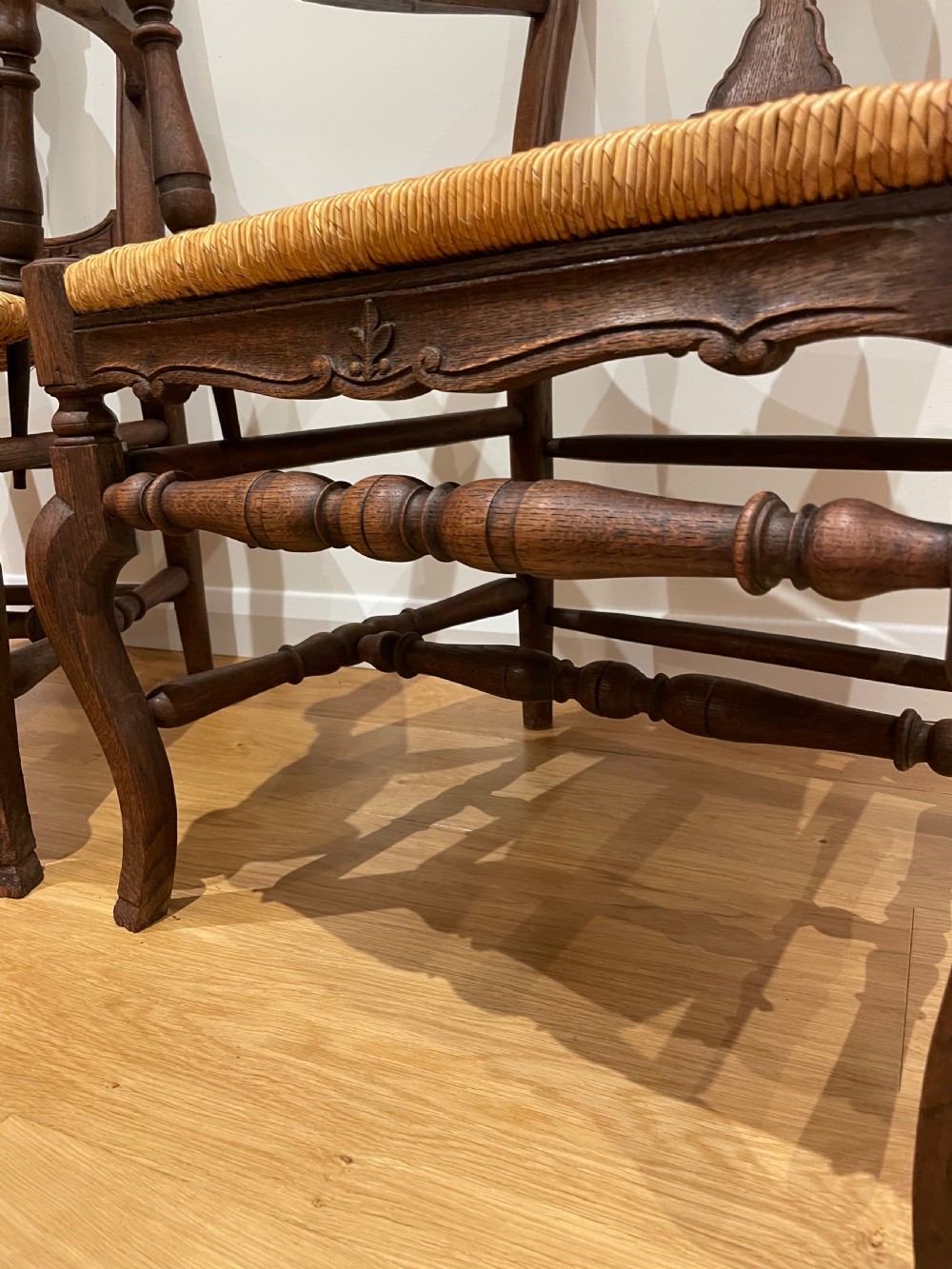 Large pair of country oak carver chairs  View V