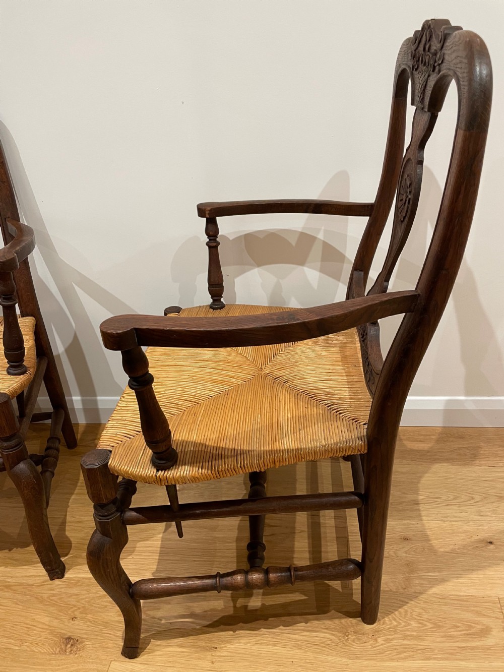 Large pair of country oak carver chairs  View VI