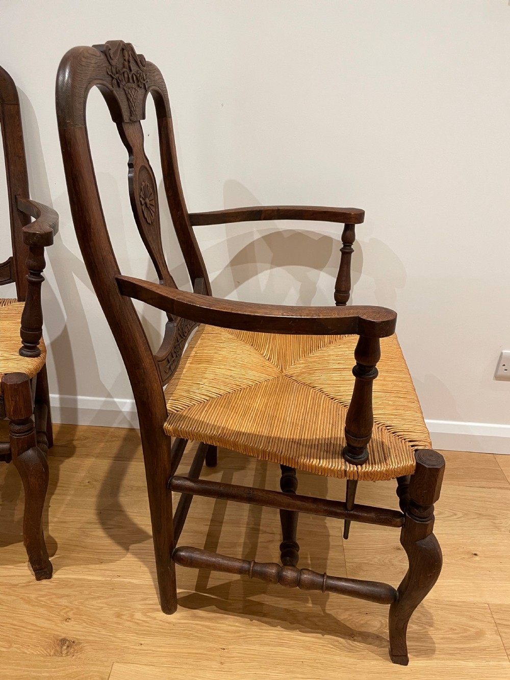 Large pair of country oak carver chairs  View VIII