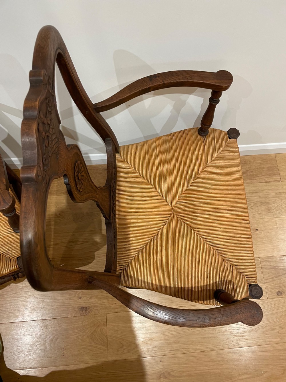 Large pair of country oak carver chairs  View IX