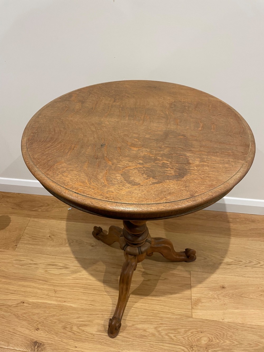 Victorian washed  oak lamp table 