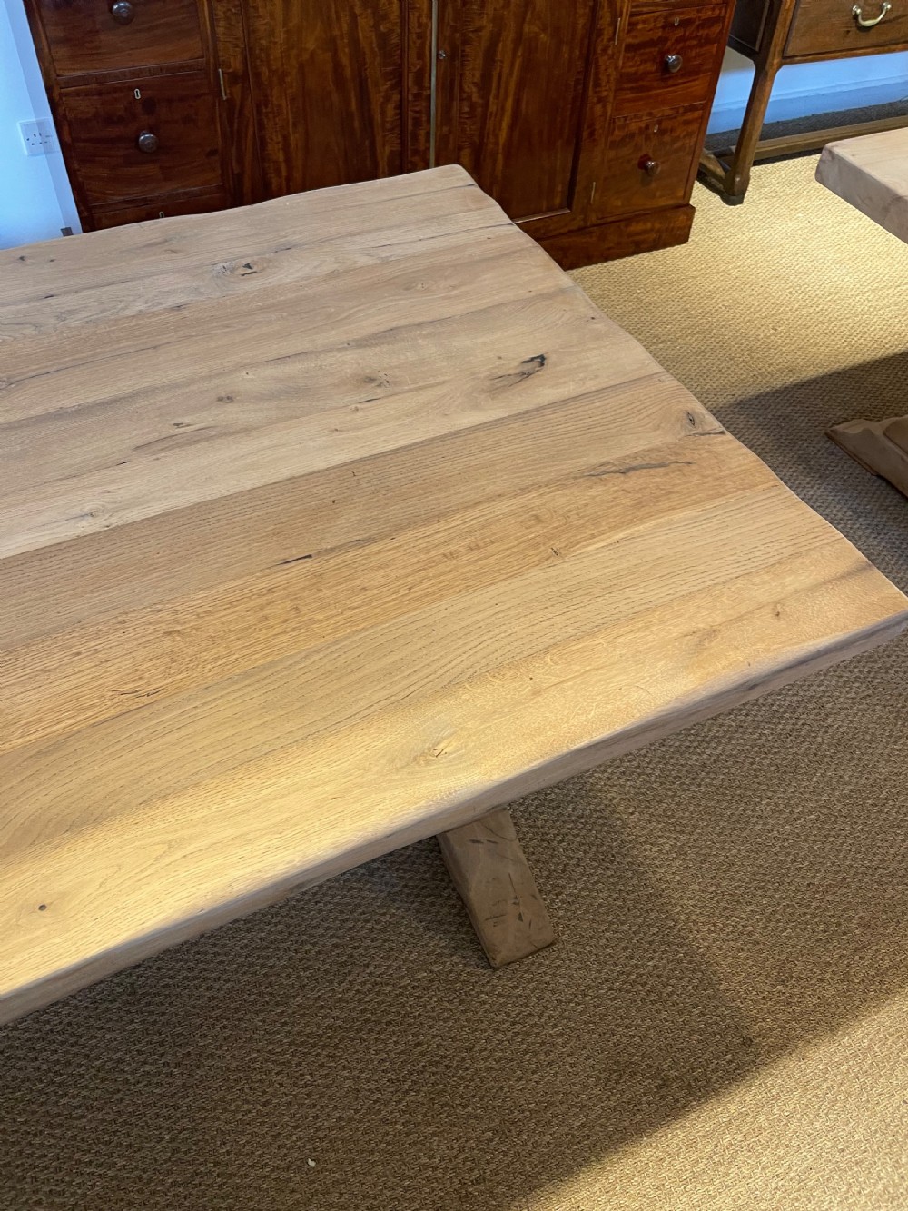 Scrubbed oak refectory table  View V