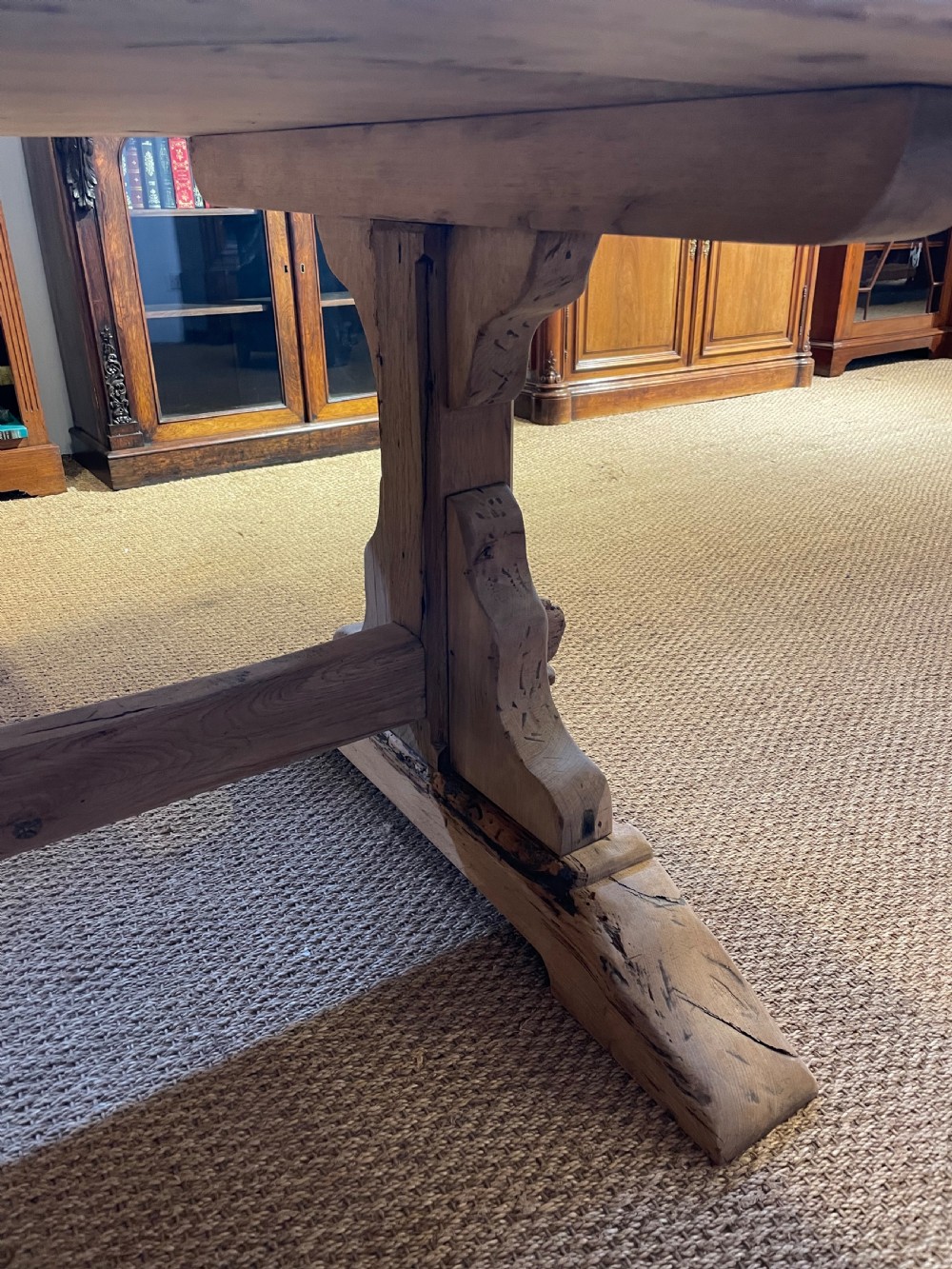 Scrubbed oak refectory table  View X