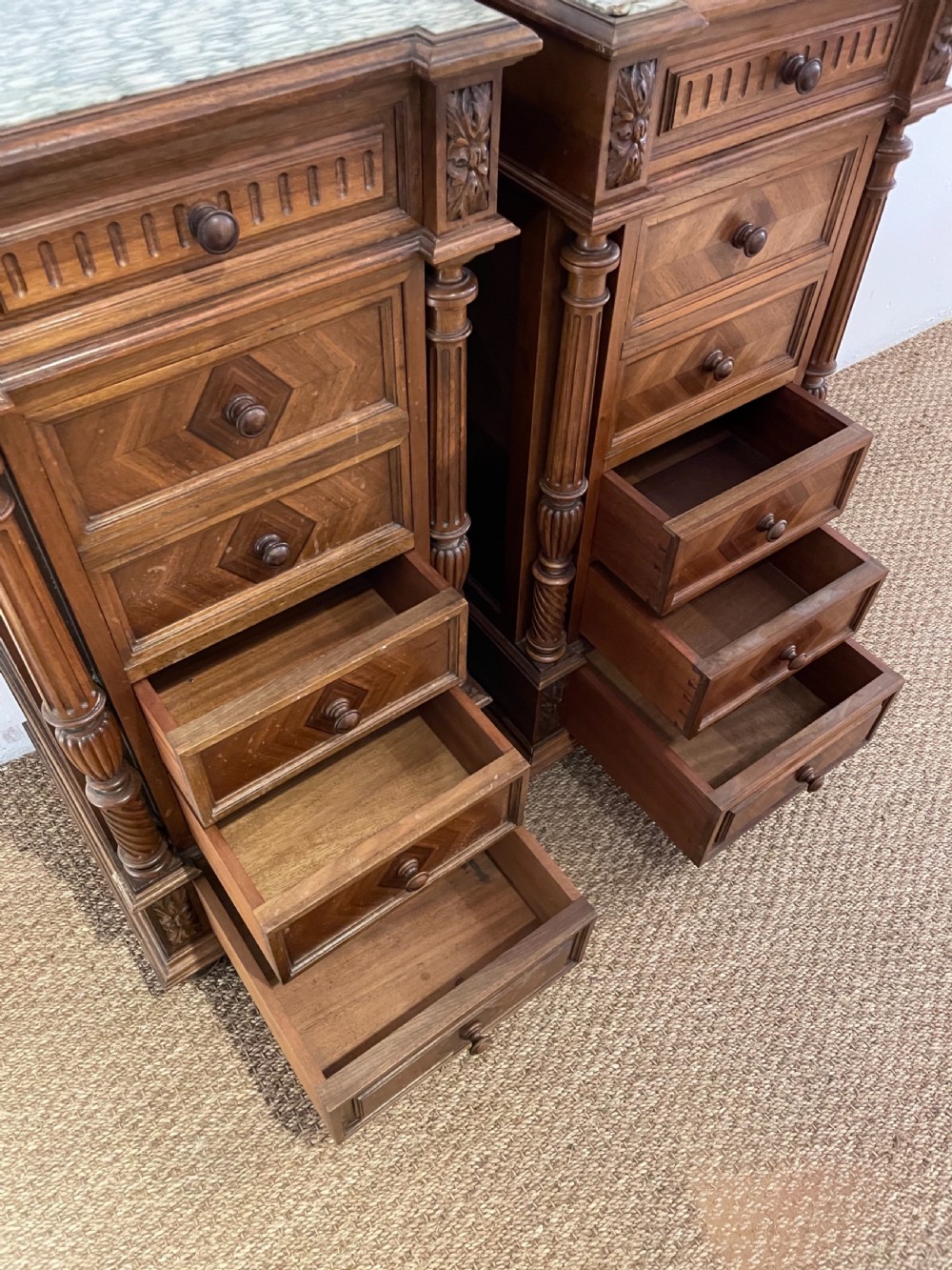 Pair of walnut bedside cabinets  View V