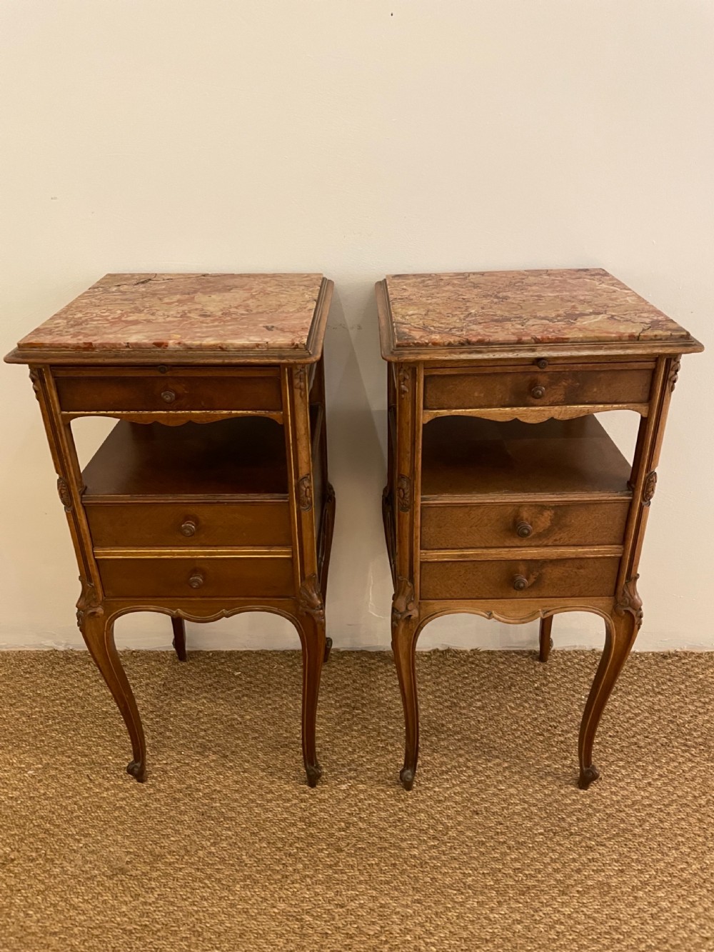 Pair of walnut bedside cabinets  View II