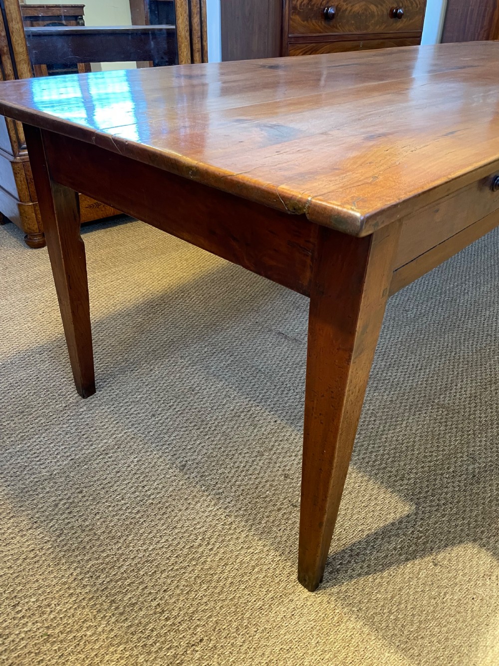Very large cherry wood farmhouse table  View III