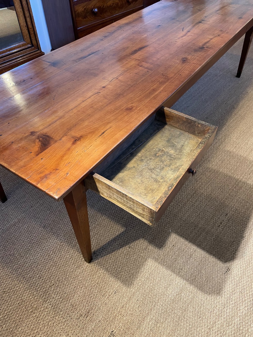Very large cherry wood farmhouse table  View V