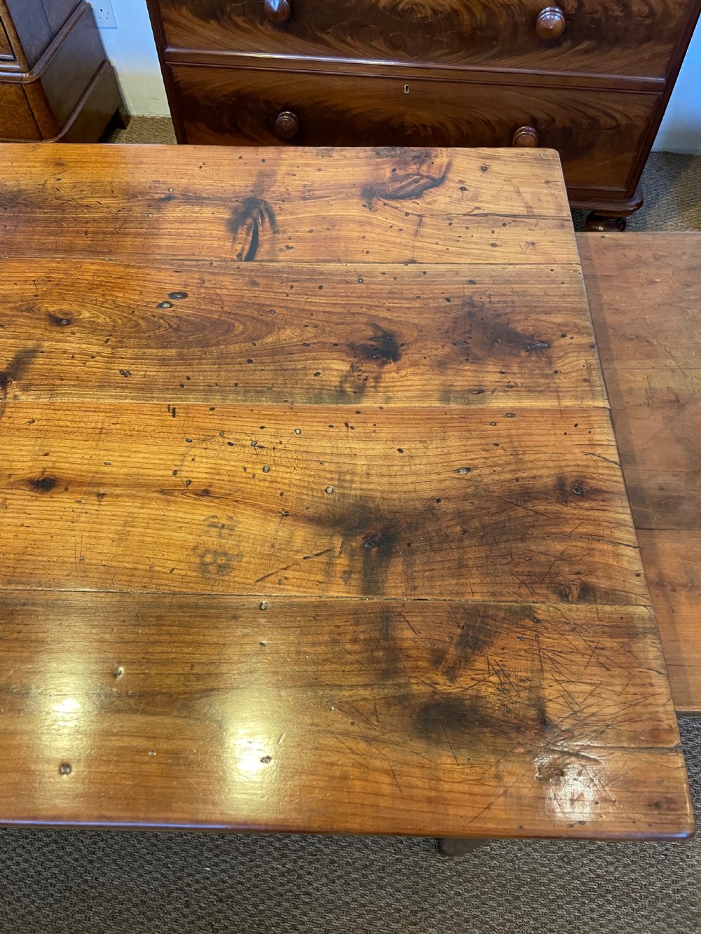 Very large cherry wood farmhouse table  View VIII