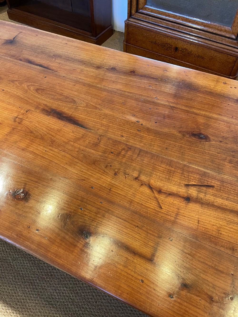 Very large cherry wood farmhouse table  View X