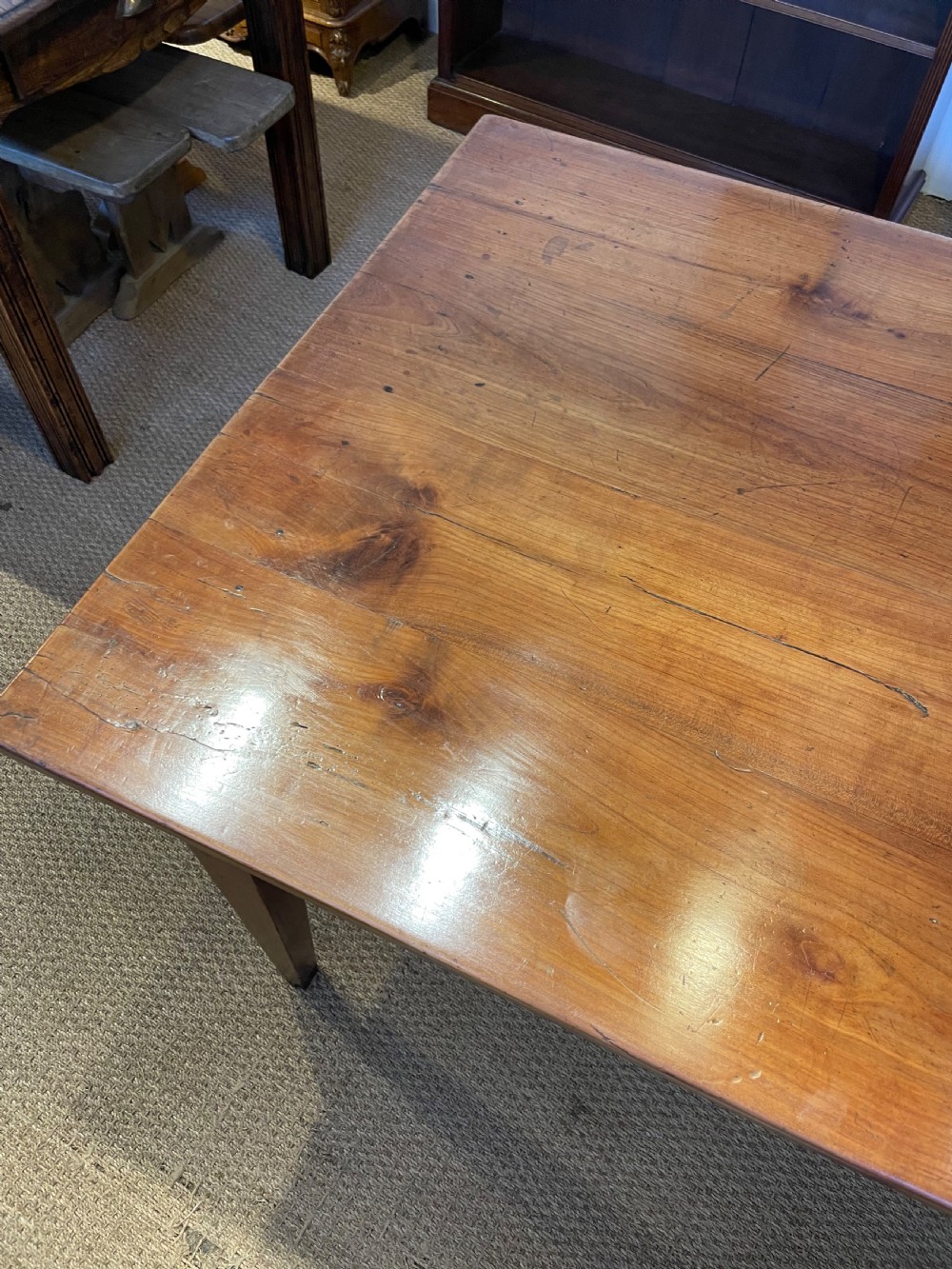 Very large cherry wood farmhouse table  View XII