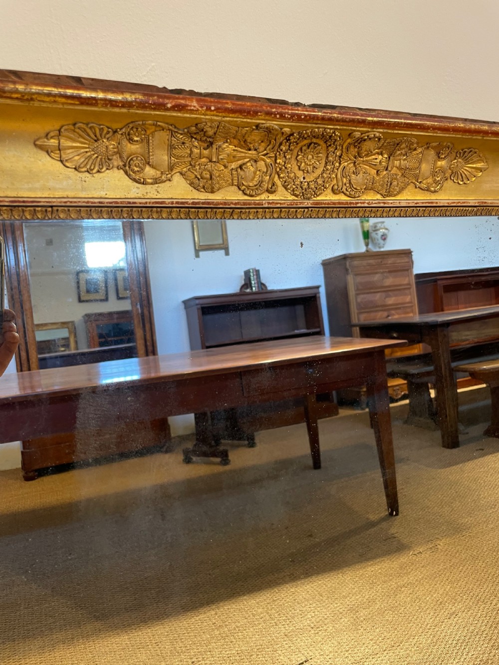 Antique overmantle mirror  View VI