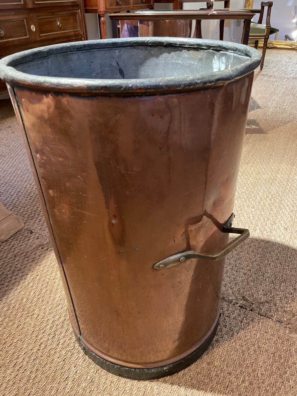 Antique copper 2 handled pot  View II