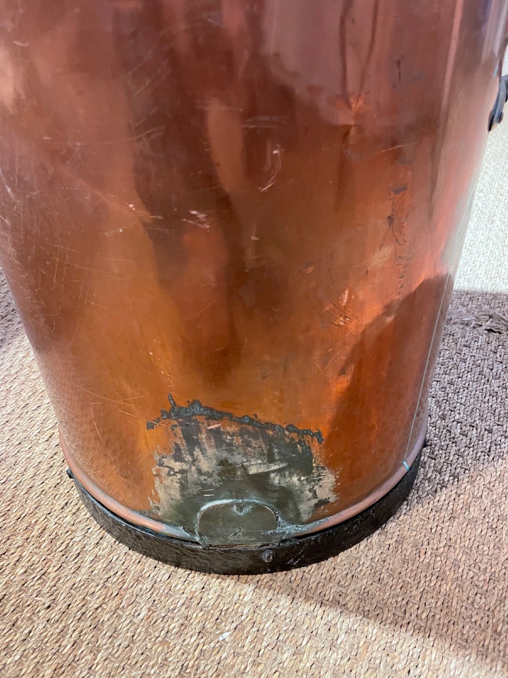 Antique copper 2 handled pot  View III