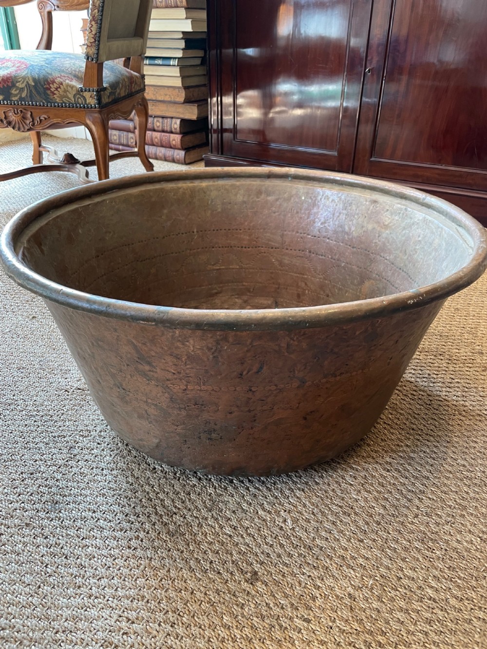 Large antique copper pot / log bin  View IV