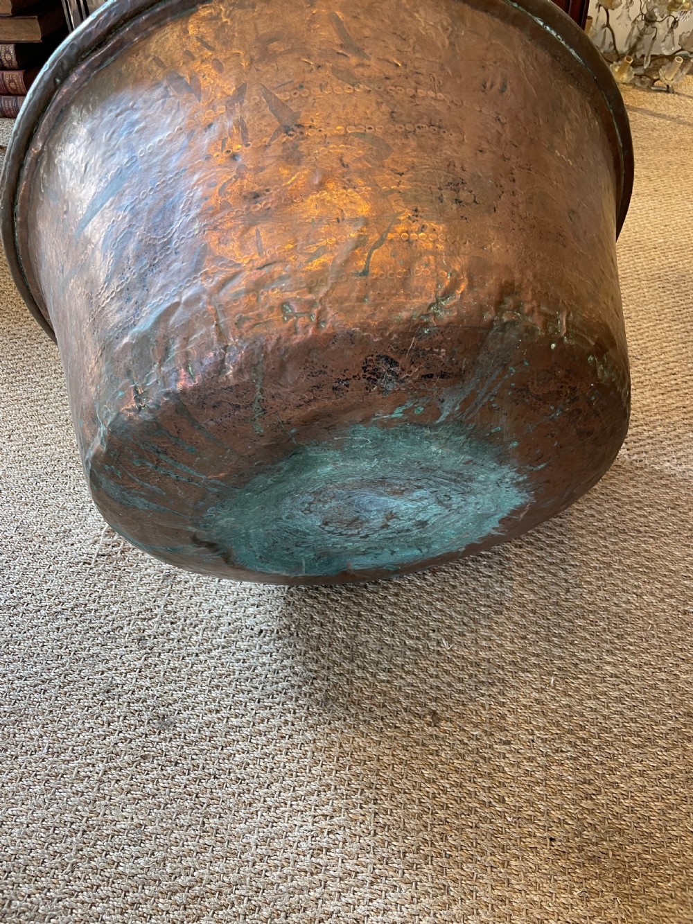 Large antique copper pot / log bin  View VI