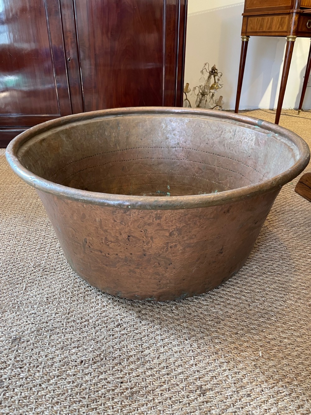 Large antique copper pot / log bin  View VII
