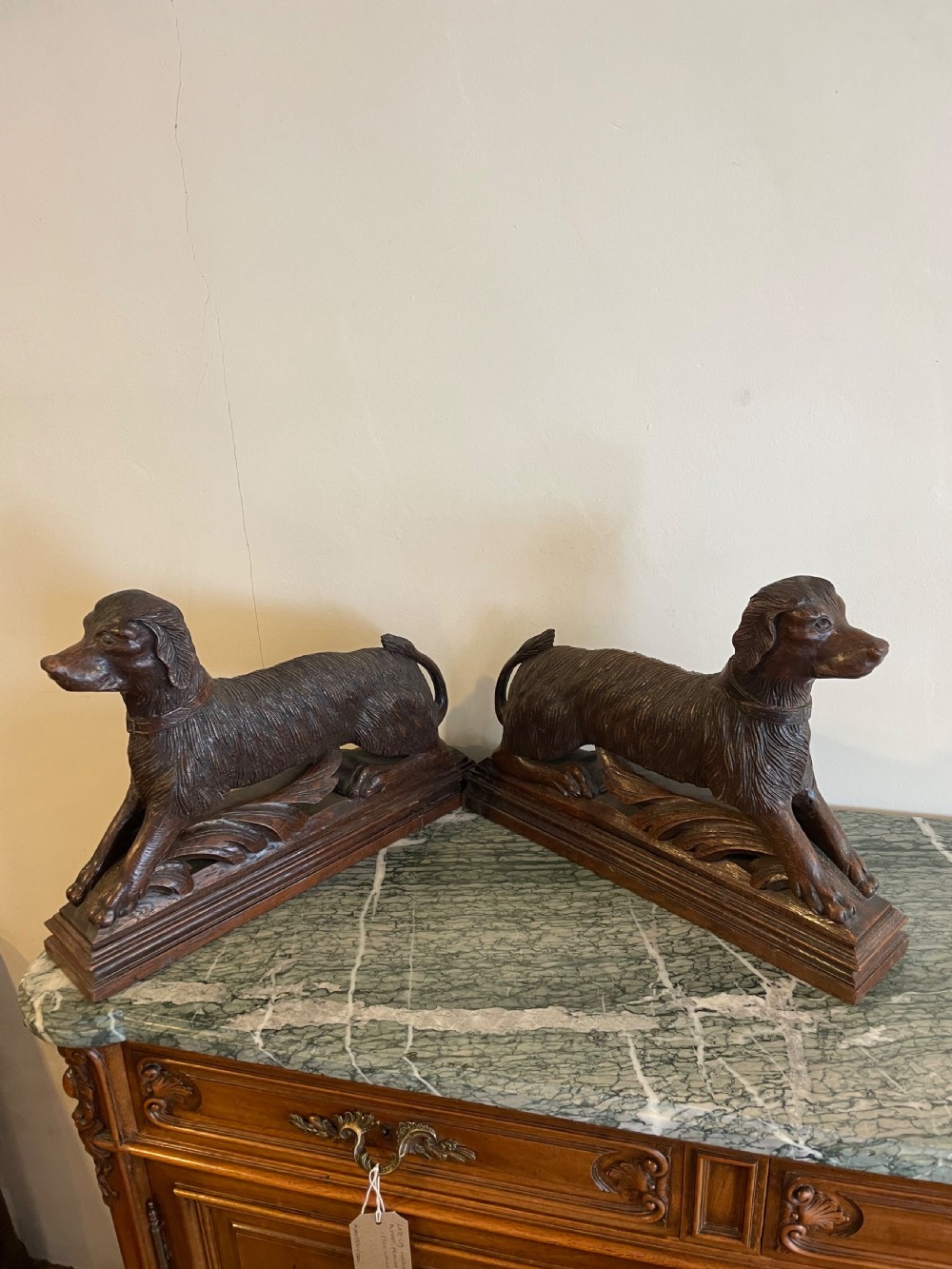 Pair of carved wooden spaniels  View IV