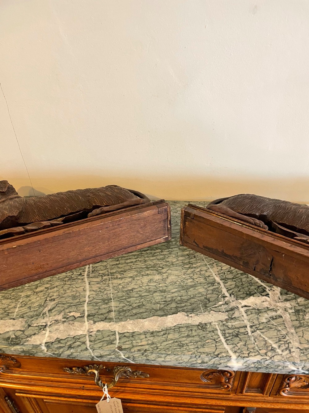 Pair of carved wooden spaniels  View VI