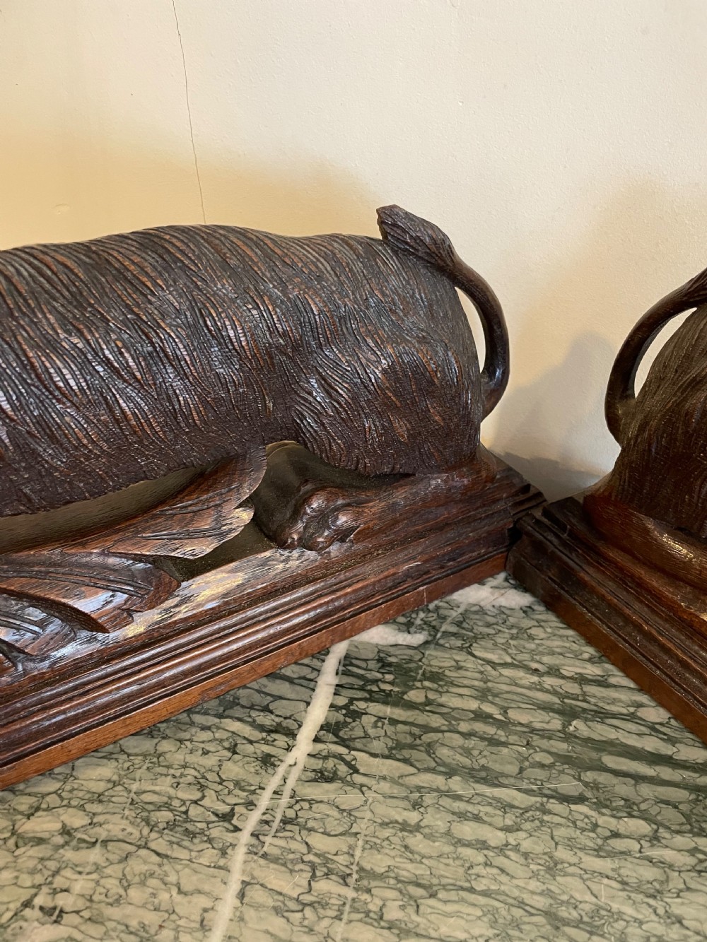 Pair of carved wooden spaniels  View VII