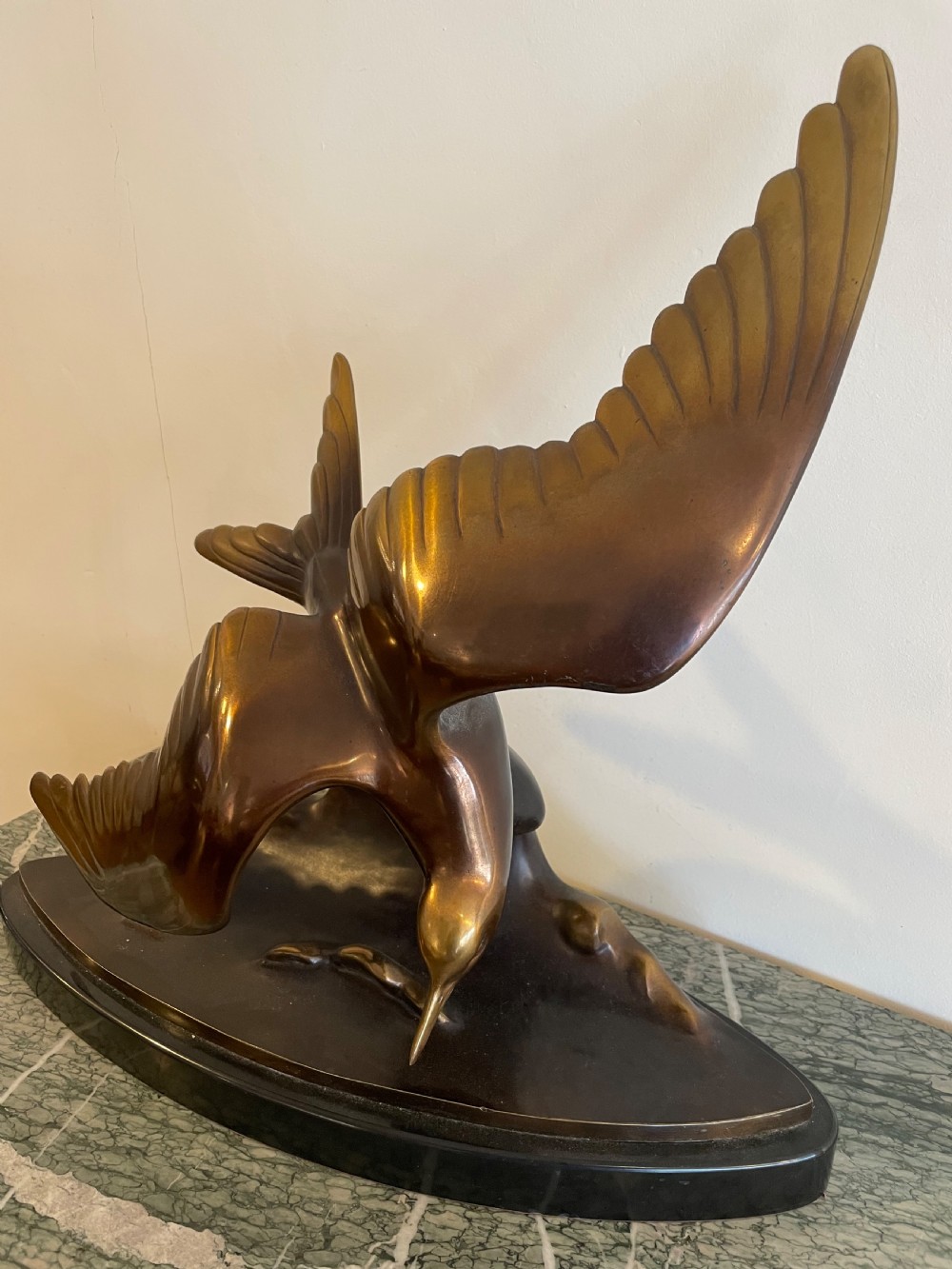 Art Deco bronze seabird by Lorino  View II