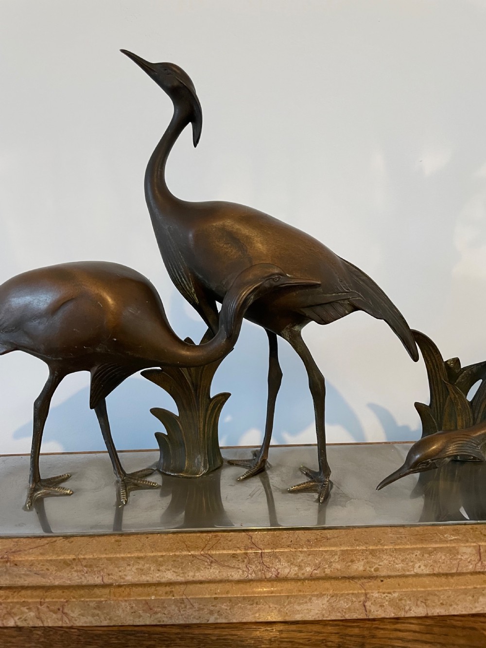 Art Deco bronze group of 3 cranes by Andras Sinko View II