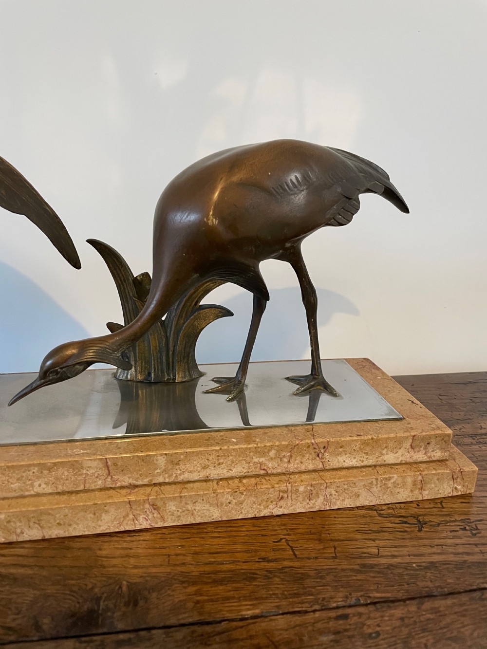 Art Deco bronze group of 3 cranes by Andras Sinko View IV