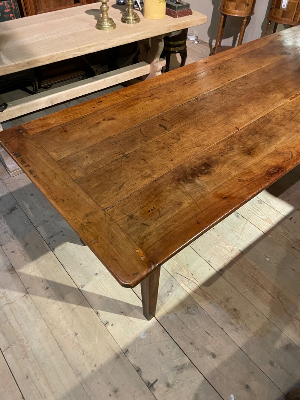 Antique cherry wood farmhouse table  View IV