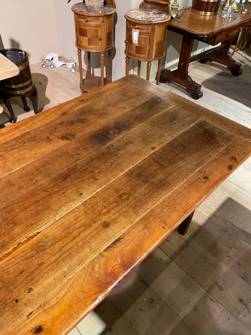 Antique cherry wood farmhouse table  View V