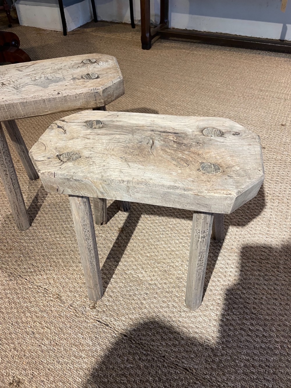 Pair of 19th century oak milking stools  View IV