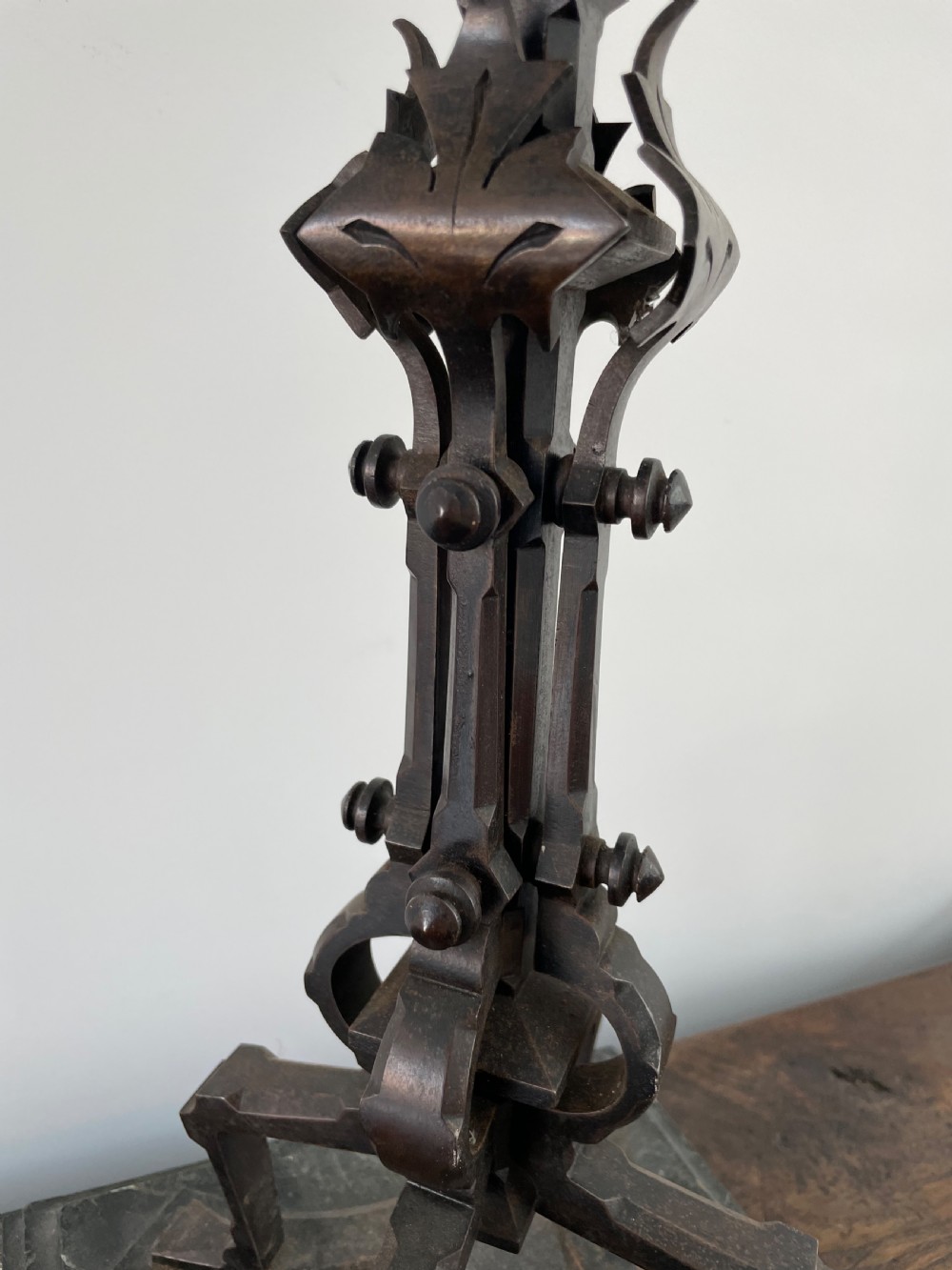 Wrought iron Gothic style candelabra  View VI