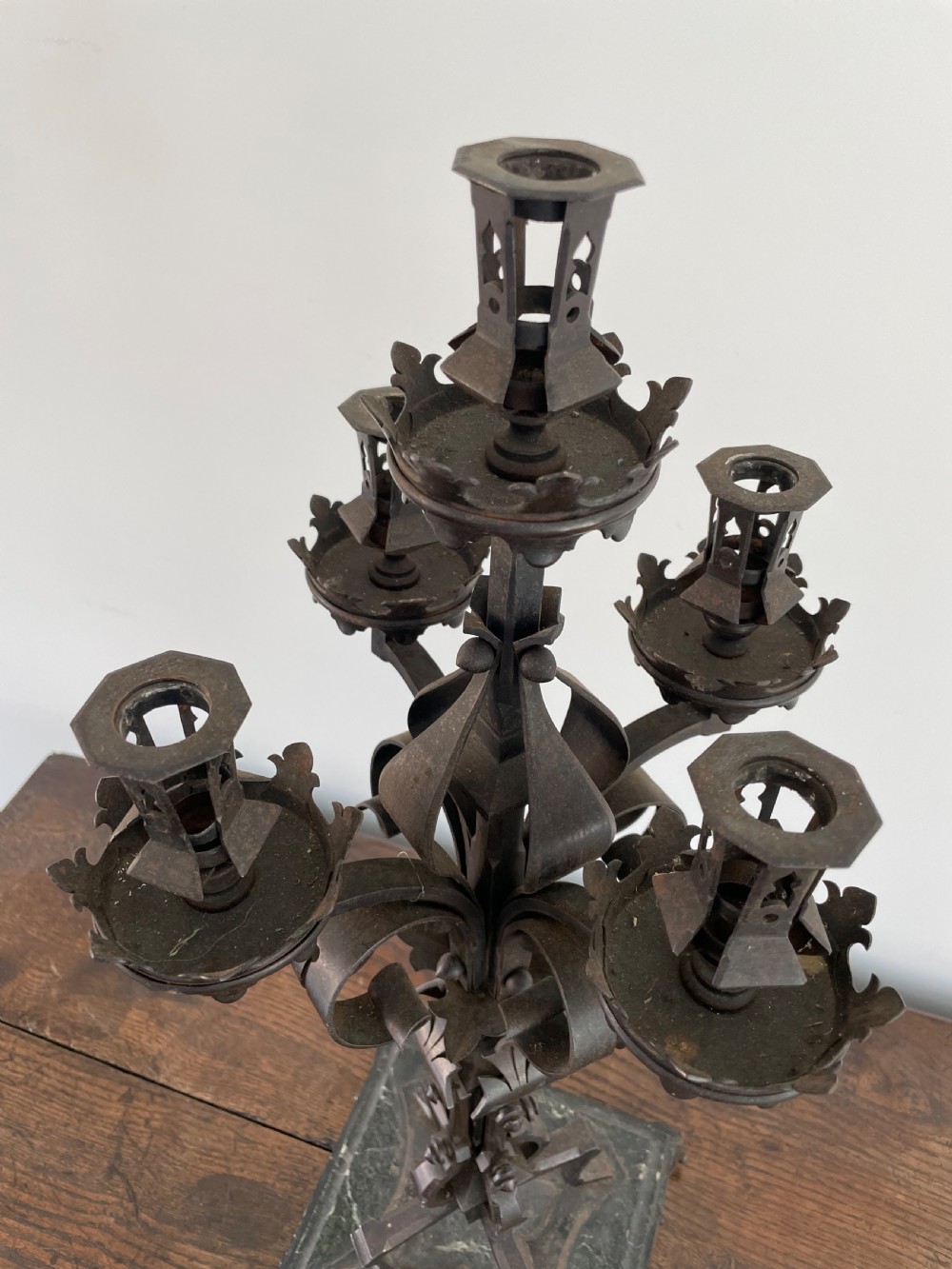 Wrought iron Gothic style candelabra  View VIII