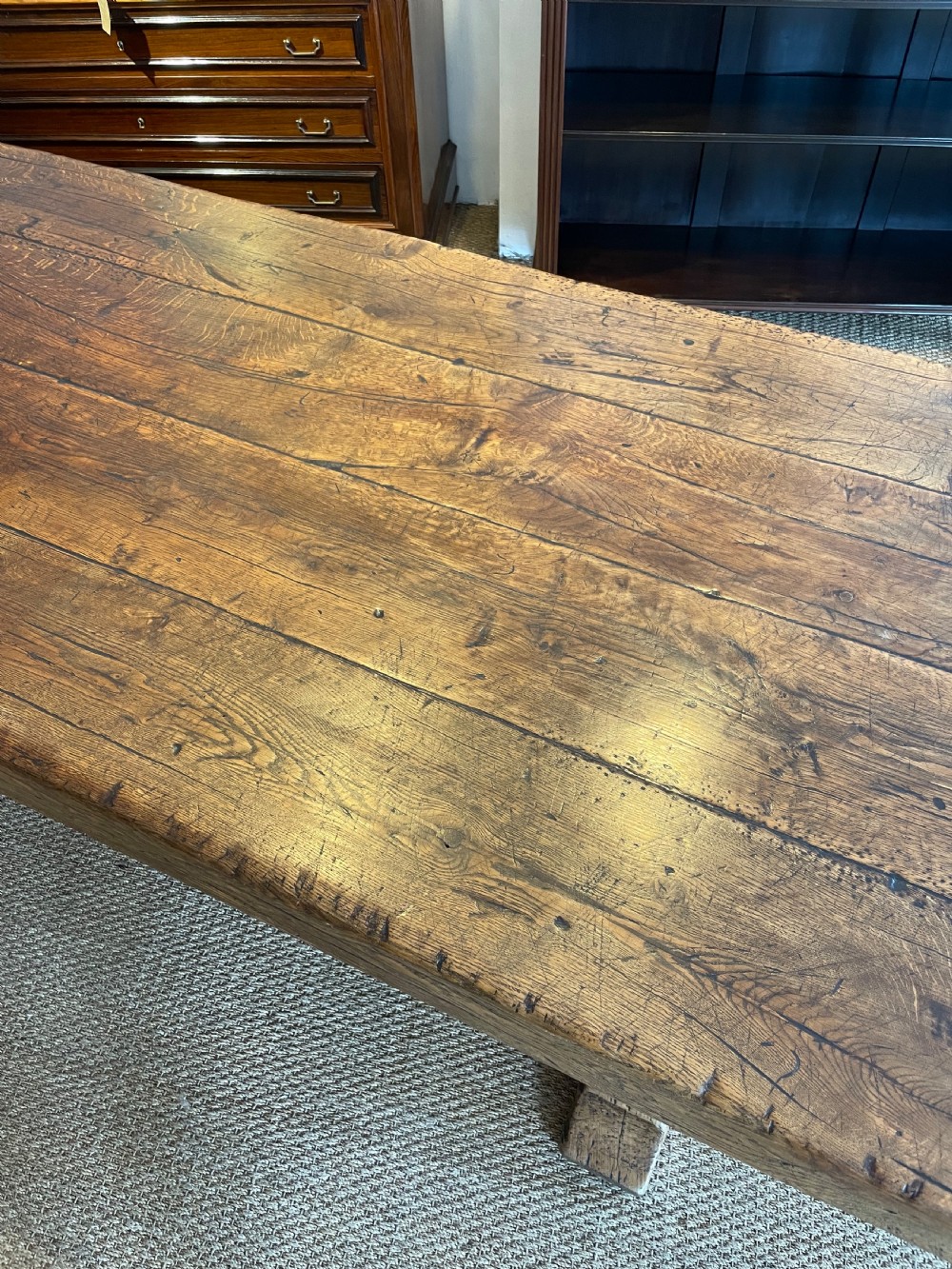 Substantial oak refectory table  View VIII