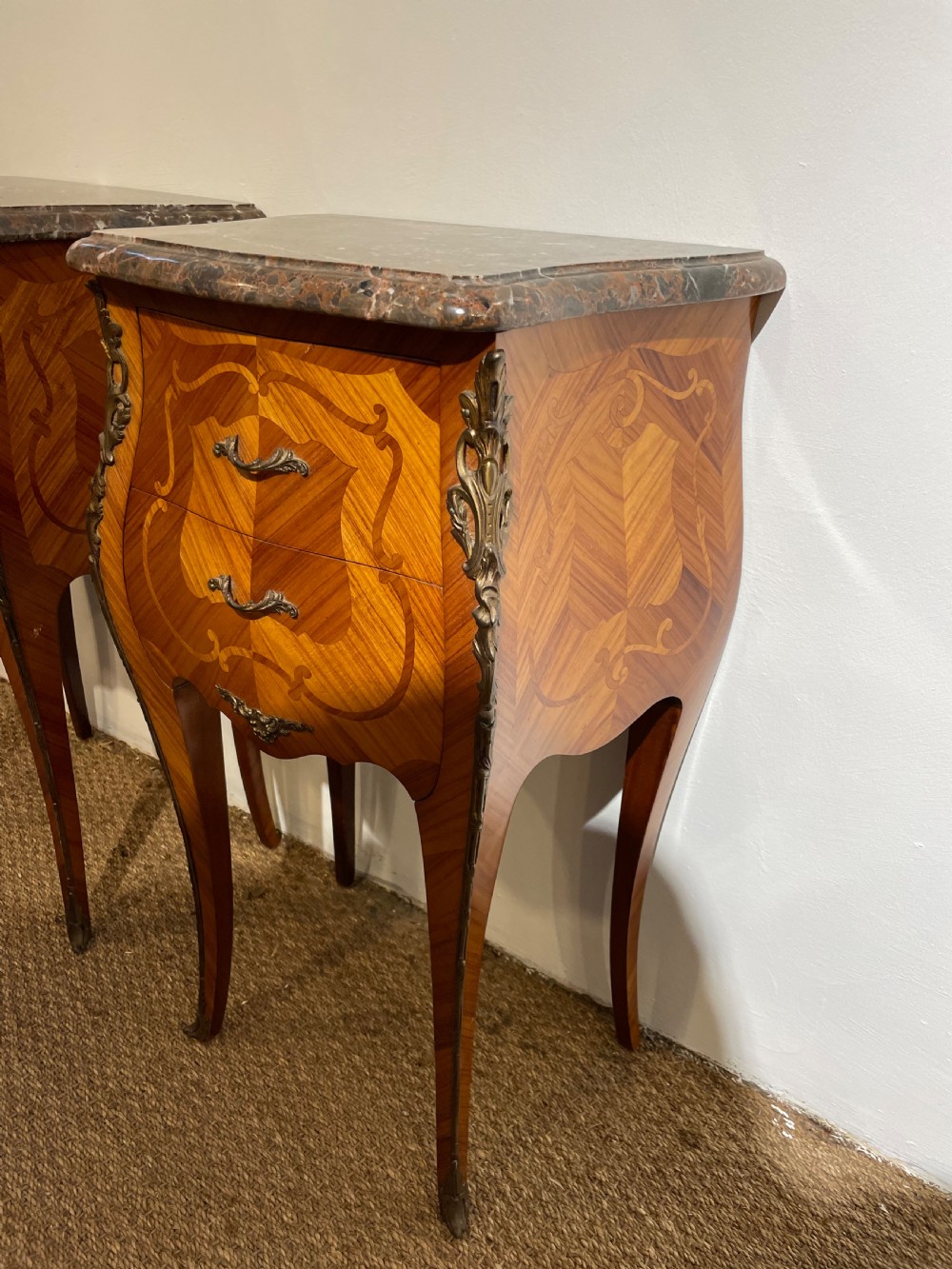 Pair of marble topped bedside cabinets  View IV
