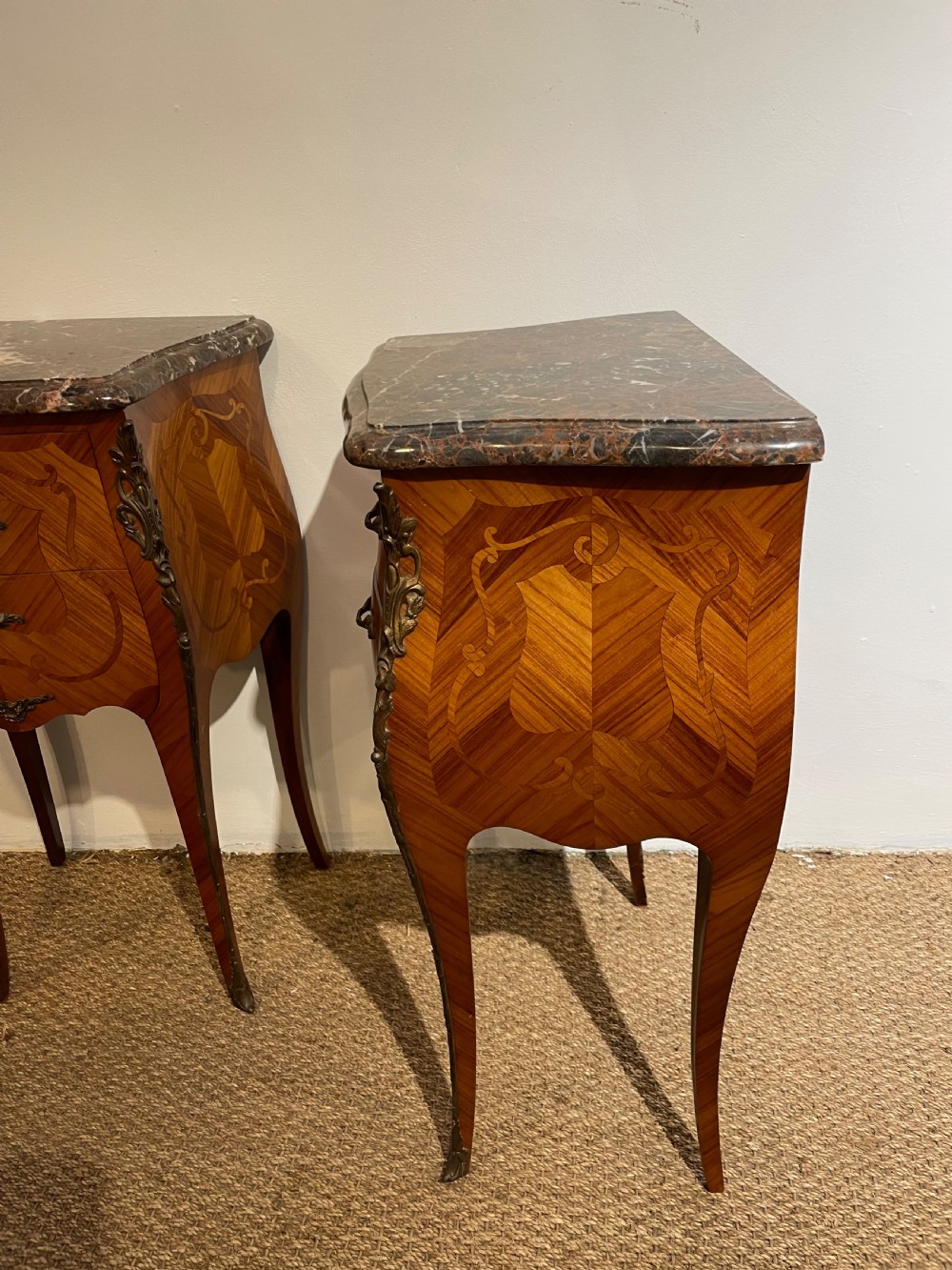 Pair of marble topped bedside cabinets  View V