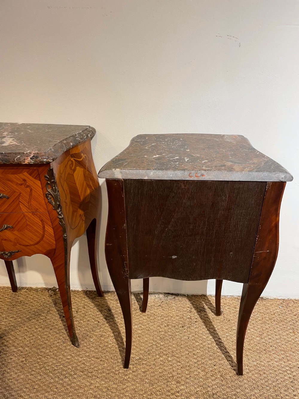 Pair of marble topped bedside cabinets  View VI