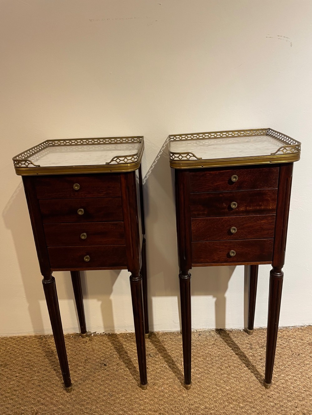 Pair of Louis XVI mahogany bedside cabinets 