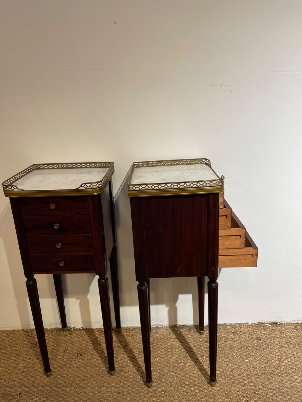 Pair of Louis XVI mahogany bedside cabinets  View VI