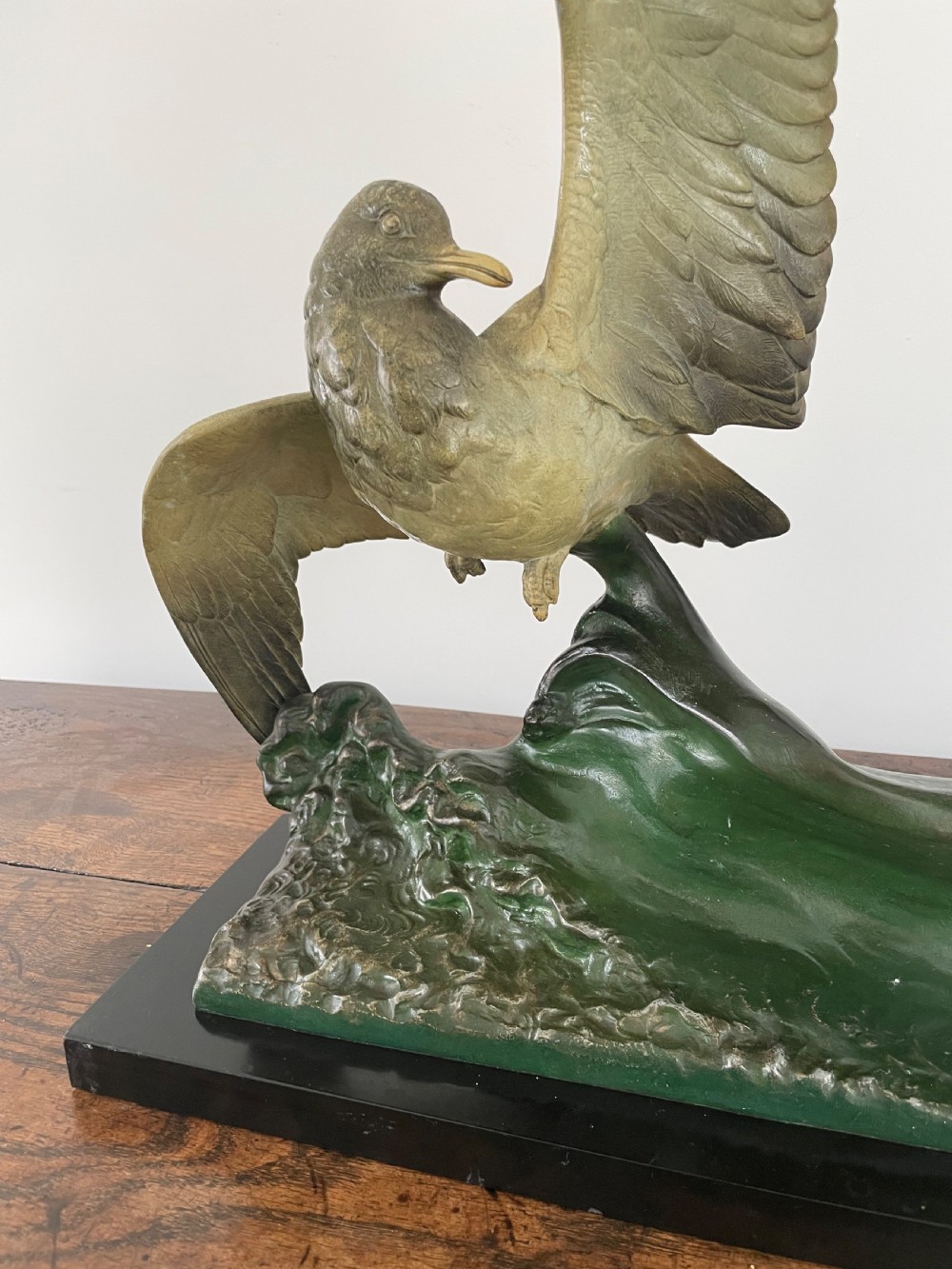 Large Art Deco spelter group of seagulls  View III