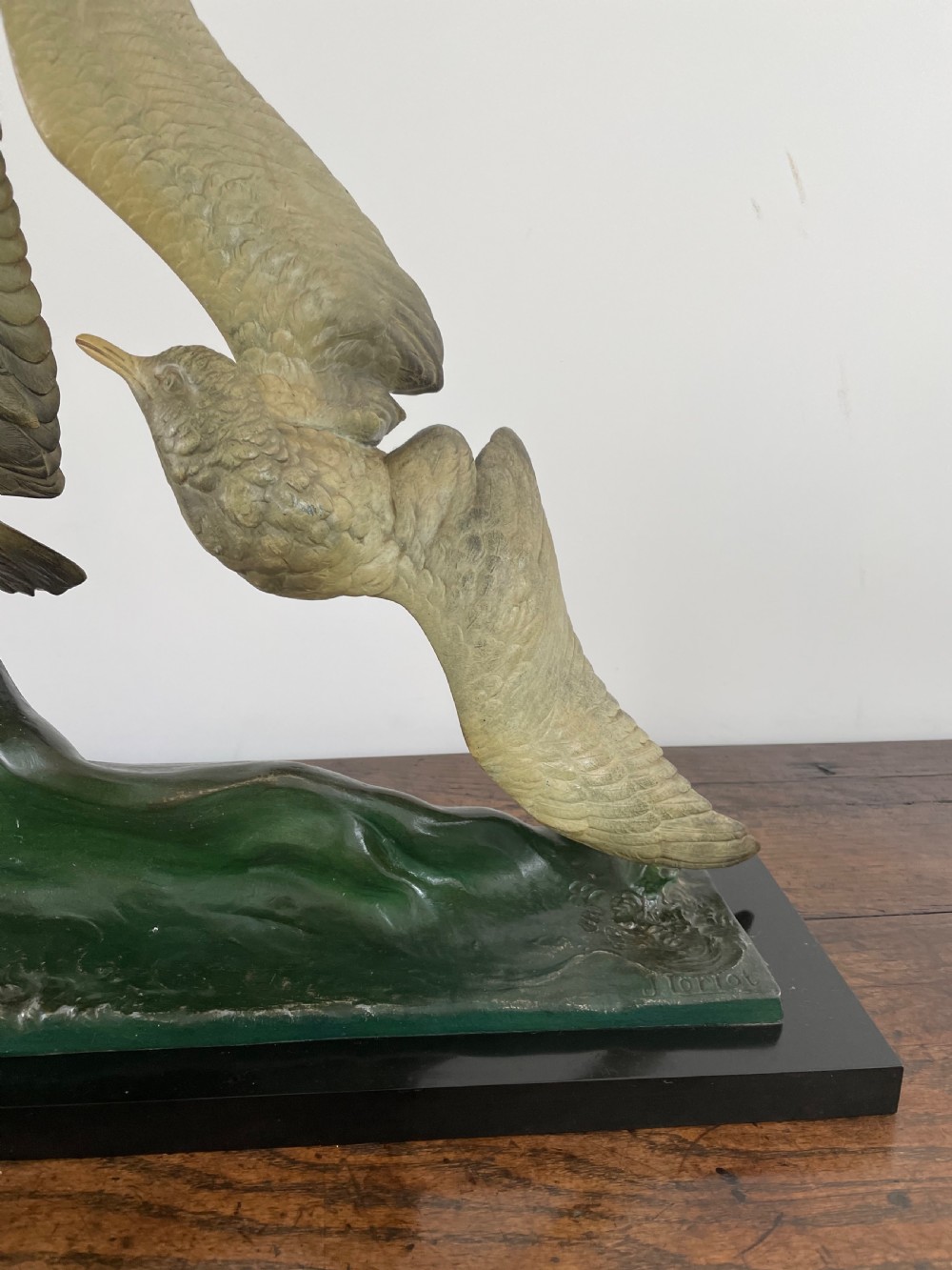 Large Art Deco spelter group of seagulls  View IV