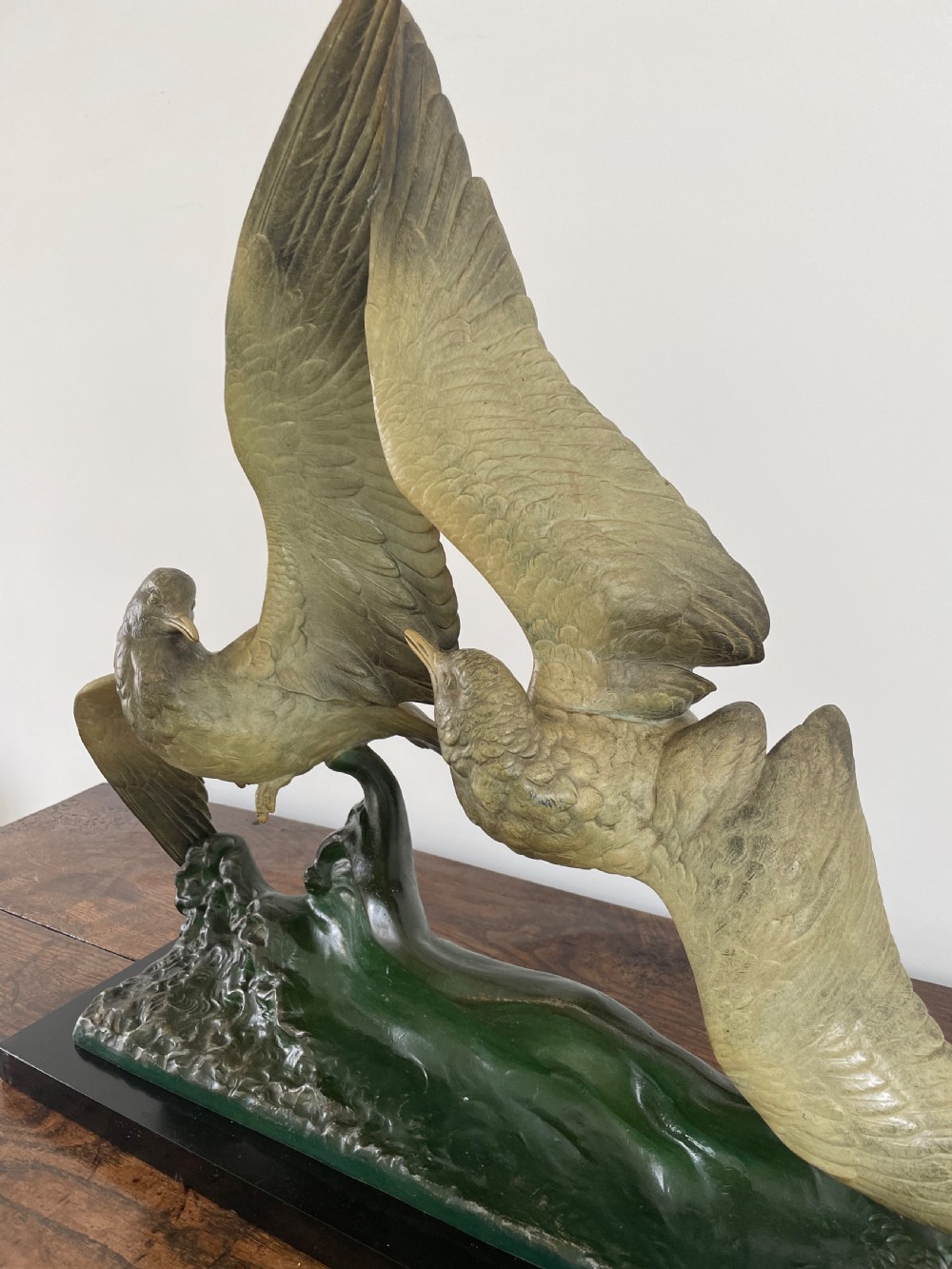 Large Art Deco spelter group of seagulls  View VII